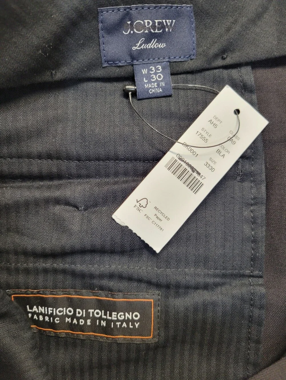 J Crew Ludlow Slim-fit tuxedo pant in Italian wool 17555 Size 33x30